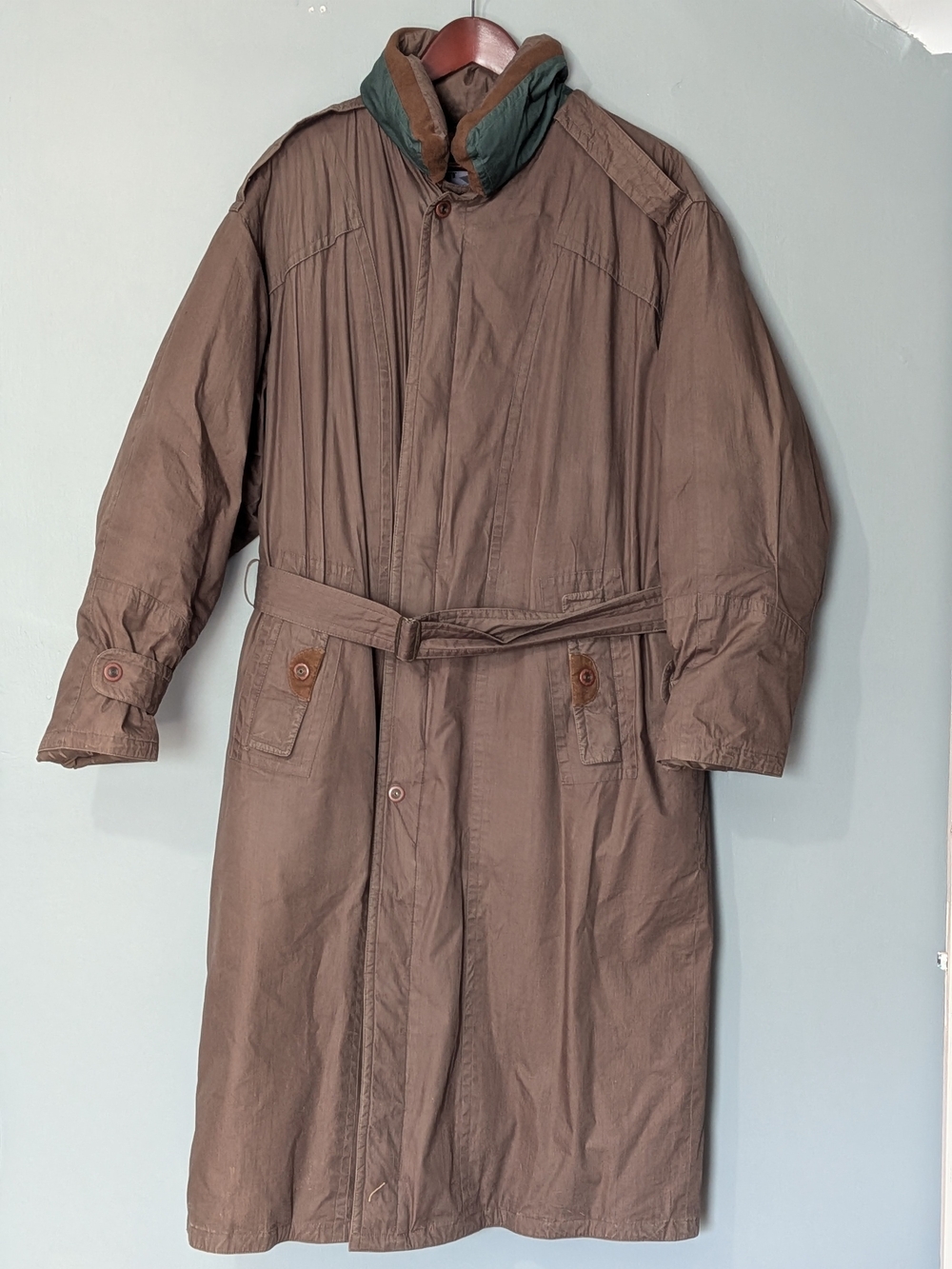 Vintage Mens 42 Duck Down Filled Long Trench Coat Puffer 90s Casual Winter